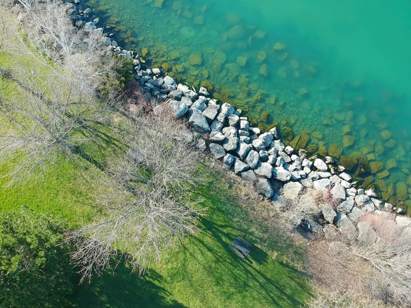 Letecká Ptačí Pohled Přes Kanadský Ostrov Pobřežní Park Zelené Modré — Stock fotografie