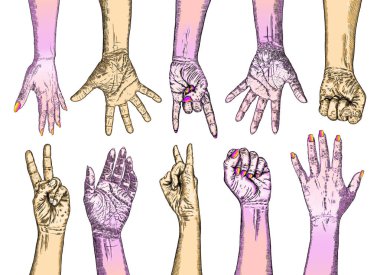 Erkek vs kadın, çatışma ve rekabet kavramı. Cinsiyet eşitsizliği. Kalıplaşmış karşı mücadele. Mürekkep sanat. Vektör.