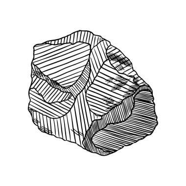 Taş çizilmiş stil ver. Büyük kaya. Kırık ve hasar görmüş taş moloz mimari tasarım. Altın külçe veya prill. Vektör.