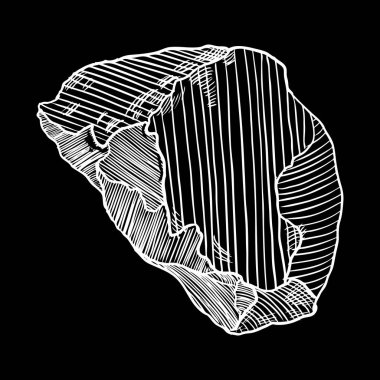 Taş el çizilmiş kroki. Taş ve kaya çıkım çizim stili noktalarla. Boulder. Vektör.