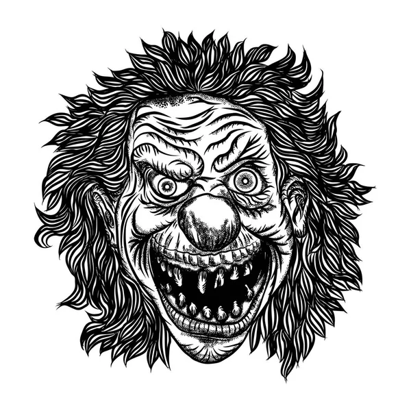 Enge Clown Hoofd Concept Van Circus Horror Film Karakter Lachen — Stockvector