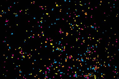 Renkli patlama konfeti. Grenli dokulu doğum tasarım glitter tasarım şablonu doğum günü ve tatil görseller için tebrik kartları ve afiş, için. Vektör.