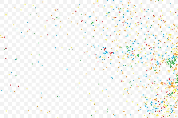 Transparante Achtergrond Met Veel Vallende Kleine Ronde Willekeurige Confetti Glitter — Stockvector