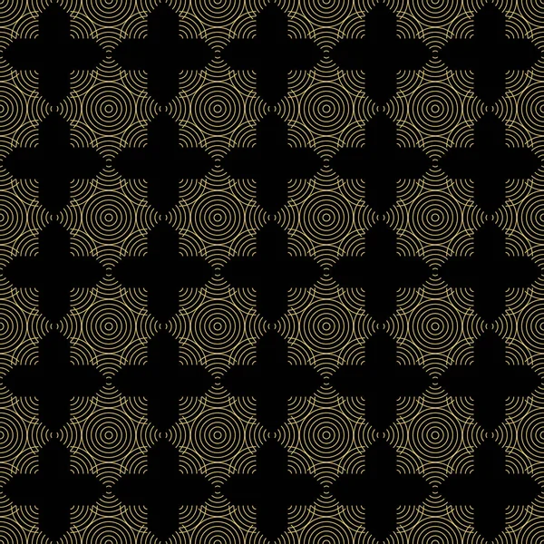 Abstrakte Geometrische Muster Mit Linien Gold Und Schwarz Nahtlose Ornamente — Stockvektor