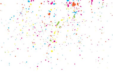 Beyaz arka plan üzerinde izole renkli konfeti. Beyaz arka plan birçok yapışan boya ile. Mürekkep damlaları. Vektör.