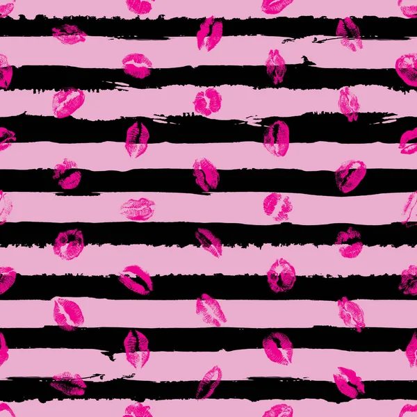 Lèvres Roses Motif Sans Couture Sur Fond Dépouillé Lèvres Rouges — Image vectorielle