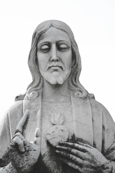 Jesus Christus Die Königsstatue Gottessohn Mit Herz Jesu Komposition Details — Stockfoto