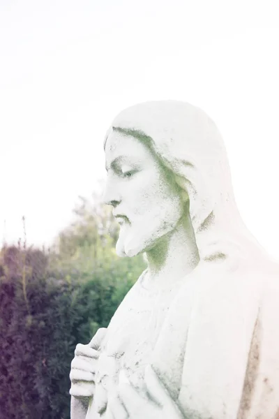 Bovenste Helft Marmeren Standbeeld Van Het Heilig Hart Van Jezus — Stockfoto