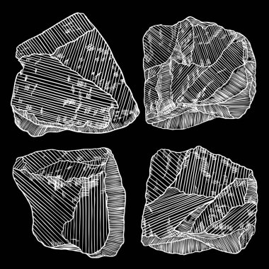 Kristaller, taş mücevher ve küme taş. Dünya büyülü kutsal öğeleri. Vektör.