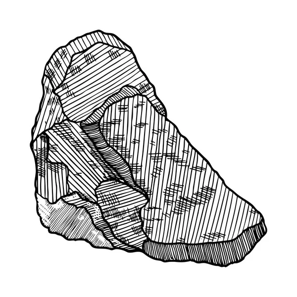 岩石的石头 黑色和白色石头和岩石放在手工绘制剖面线 木雕刻风格 大石头 — 图库矢量图片