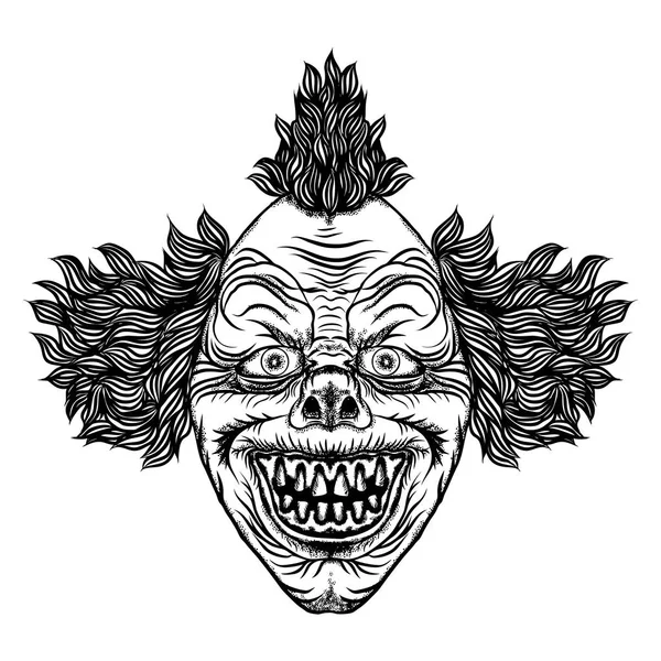 可怕的卡通小丑图 恐怖电影僵尸小丑人脸特征 — 图库矢量图片