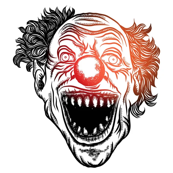 Scary Clown Head Concept Circus Horror Film Character Rire Fou — Image vectorielle