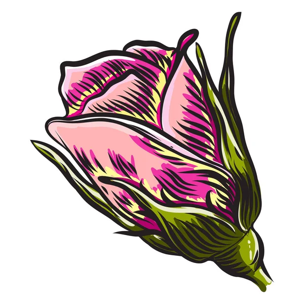 Ramo Floral Elemento Diseño Jardín Rojo Rosa Flor Cabeza Brote — Vector de stock
