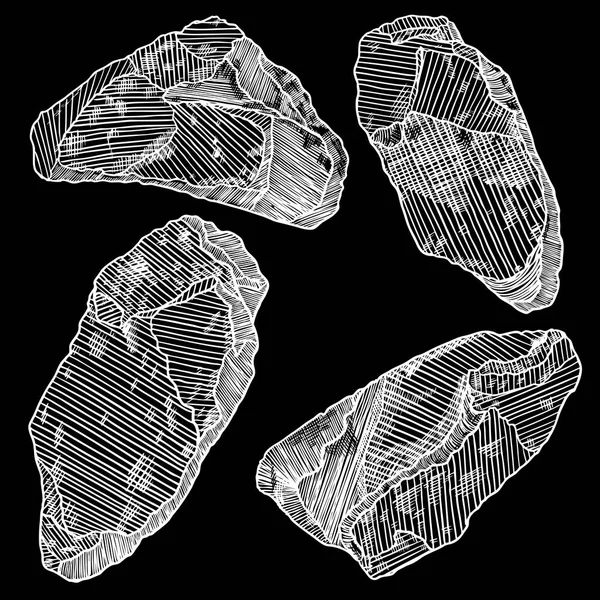 Piedra Piedra Estilo Dibujado Mano Gran Conjunto Rocas Diferentes Colección — Archivo Imágenes Vectoriales