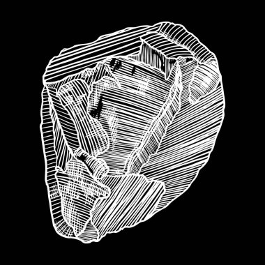 Kristal, mücevher kaya ve taş. Dünya büyülü kutsal öğe. Yarım yamalak mineral ve elle çizilmiş kristal taş ve kaya. Vektör.