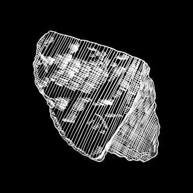 Taş çizilmiş stil ver. Büyük kaya. Kırık ve hasar görmüş taş moloz mimari tasarım. Altın külçe veya prill. Vektör.