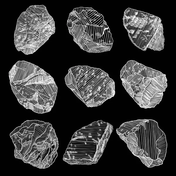 Rocas Doradas Pepitas Las Piedras Pinchan Escombros Cristales Mágicos Diferentes — Archivo Imágenes Vectoriales