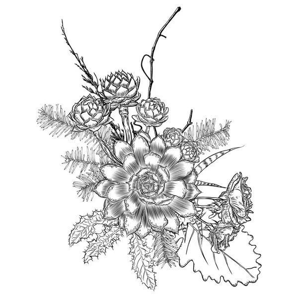 Букет Квітів Флористичної Колекції Різних Джунглі Екзотичні Рослини Повітря Заводу — стоковий вектор