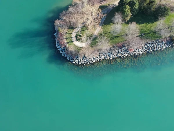 Luchtfoto Van Het Kalme Water Van Zee Kust Van Fantastische — Stockfoto