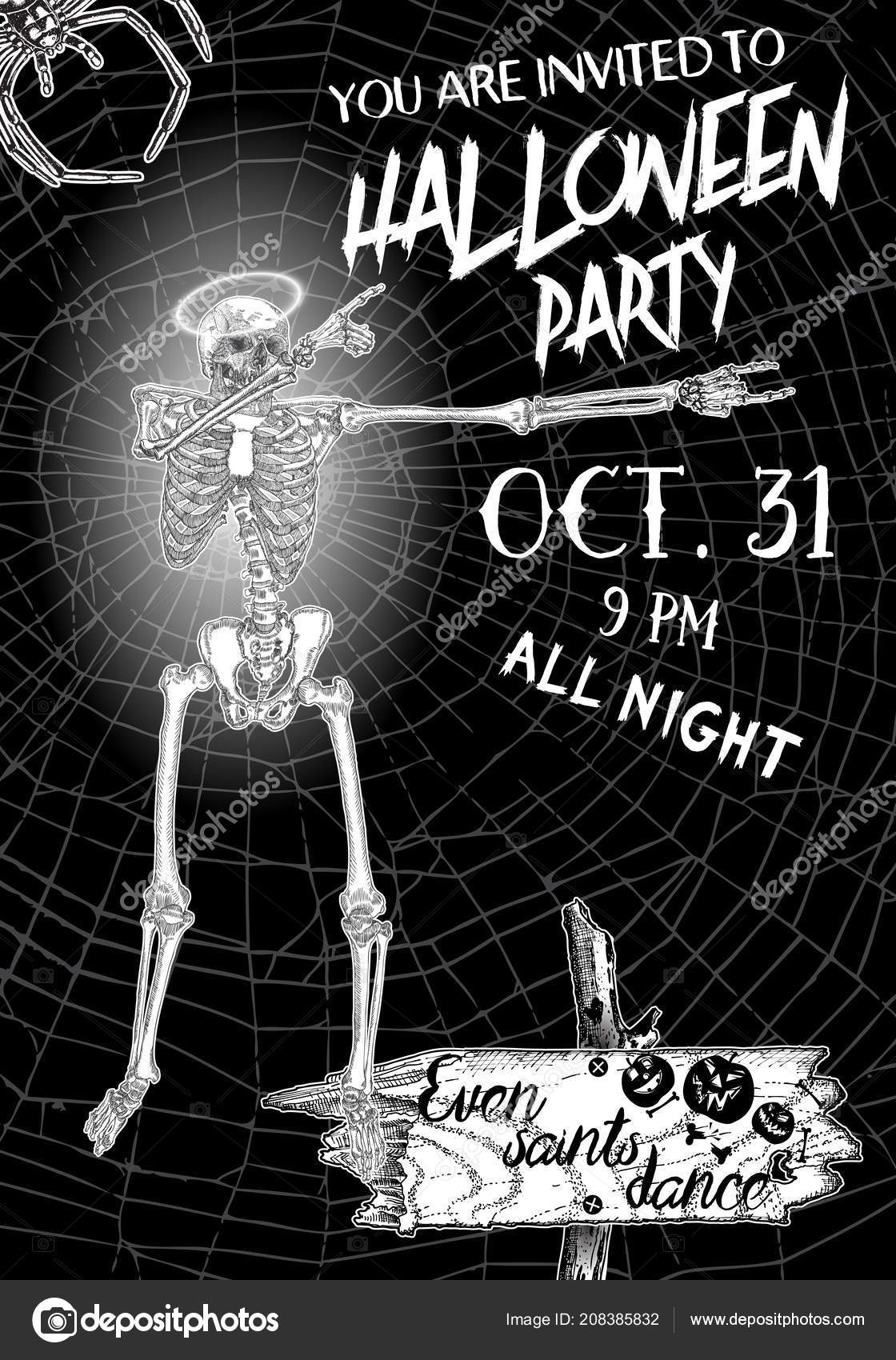 halloween vertical background skeletons dancing dab flyer halloween dance flyer