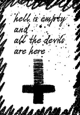 Cadılar Bayramı siyah beyaz arka plan kartı ürpertici çizim ile. Büyücülük büyü kavramı. Vektör.