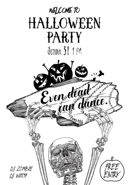 Halloween Party Plakat Handgezeichnete Einladungskarte Für Die Halloween Feiertage Mit — Stockvektor