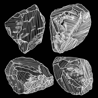 Kristaller, taş mücevher ve küme taş. Dünya büyülü kutsal öğeleri. Vektör.