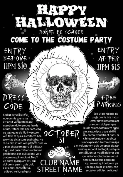 Poster Style Halloween Dessiné Main Avec Crânes Halloween Calligraphie Flyer — Image vectorielle