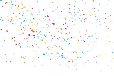 Renk splash illüstrasyon. Beyaz arka plan üzerinde renkli konfeti. Hat mürekkep damla kağıt rasgele desen arka plan rengi üzerinde. 