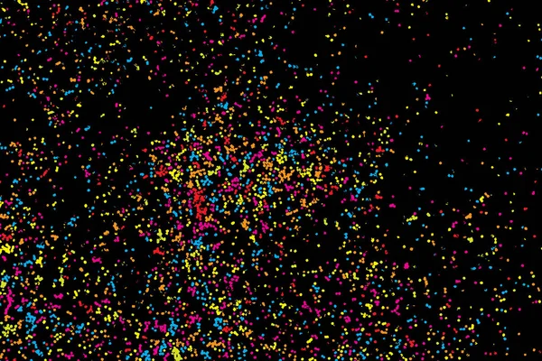 Födelsedag Folie Konfetti Glitter Gnistrar Slag Partiklar Slumpmässiga Bakgrund Färgstark — Stock vektor
