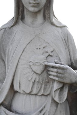 Kalp Meryem Ana heykeli. Saint Mary veya Tanrı, İsa'nın anası.