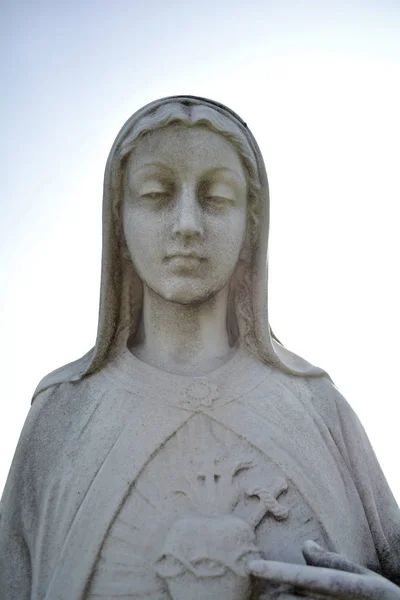 The Heart of Virgin Mary statue. Saint Mary or Mother of God, Jesus Christ.