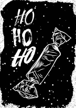 Noel tebrik kartı tasarım çerçeve ve hat illüstrasyon yazma. Vektör.