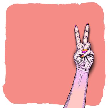 Uluslararası kadın gün. Çeşitlilik yumruk kaldırdı. Mürekkep sanat metin için boş grunge yer ile. Vektör.