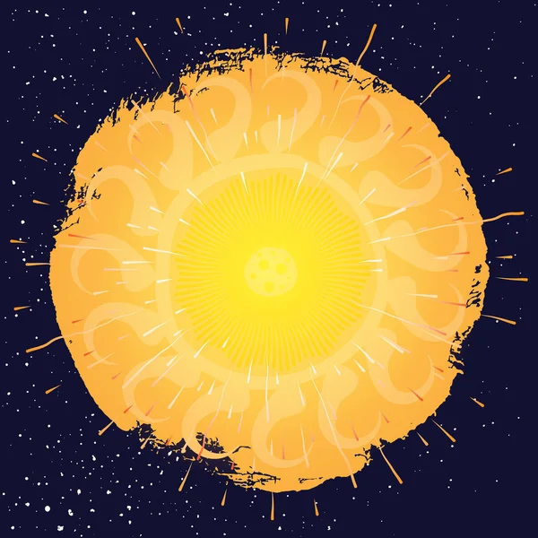 Декоративный Восточный Стиль Солнца Луны Темном Пространстве Звездами Украшение Медальона — стоковый вектор