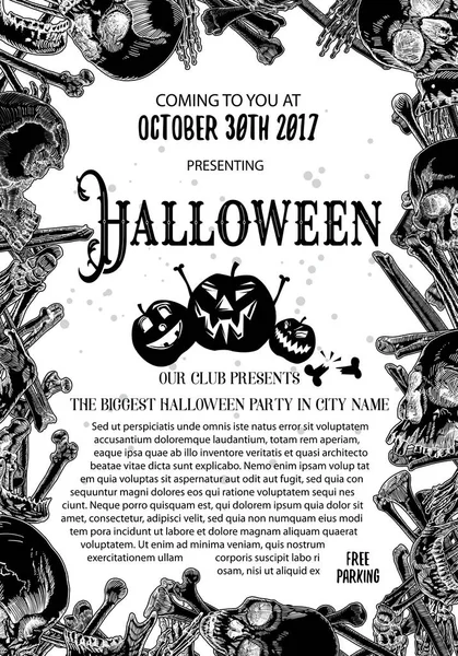 Handgezeichnete Giftige Und Thriller Halloween Feierkarte Mit Schriftzügen Und Gruseligen — Stockvektor