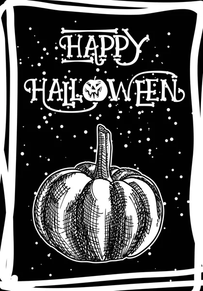 Halloween Noir Dessiné Carte Célébration Flayer Avec Des Attributs Élément — Image vectorielle