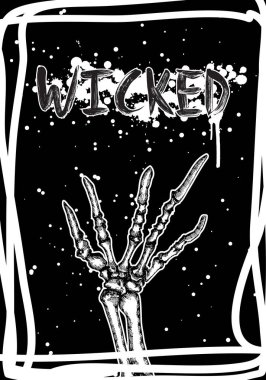 Cadılar Bayramı siyah çizilmiş kutlama kartları flayer özniteliklere sahip. Geleneksel Cadılar Bayramı öğe ve ürkütücü parti sembol siyah arka plan üzerine izole. Afiş, poster tasarlamak vektör.