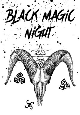 Yaratıcı siyah Cadılar Bayramı kartı veya arka plan kafatası ile yazı el. Özel tebrik, sözcük veya tümcecik. Vektör.