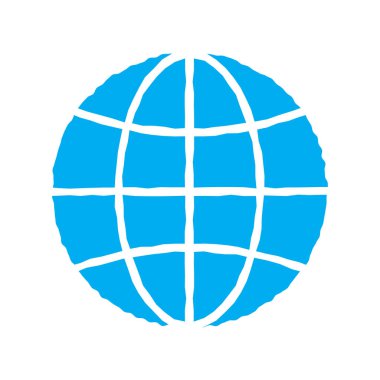 Küre simgesi dünya gezegen, genel Dünya Haritası Beyaz arka plan üzerinde izole trendy düz tarzı. Vektör.