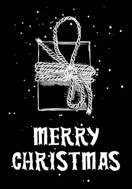 Noel tebrik kartı, elle çizilmiş bir kış kar arka plan kavramı üzerinde yazı tatil. Vektör.