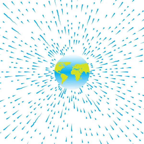 Globo Icono Tierra Estilo Plano Moda Con Rayos Azules Mapa — Archivo Imágenes Vectoriales