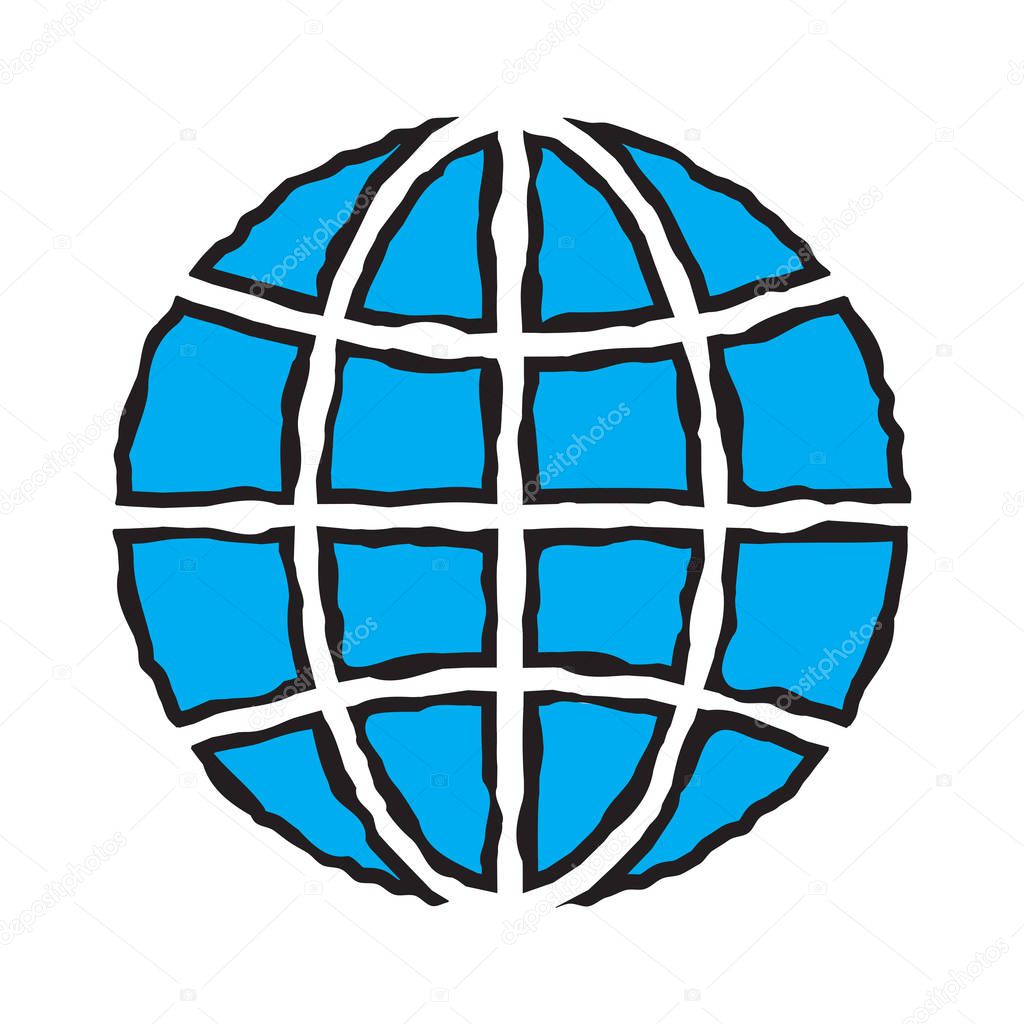 Globe icon earth planet, global world map in trendy flat style isolated on white background. Vector.