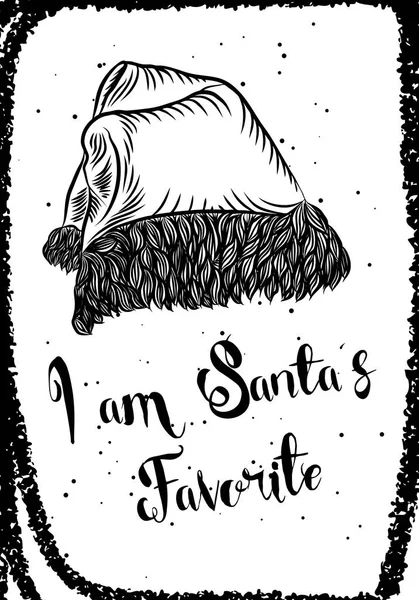 Carte Noël Dessinée Main Avec Illustration Chapeau Noël Santa Clause — Image vectorielle