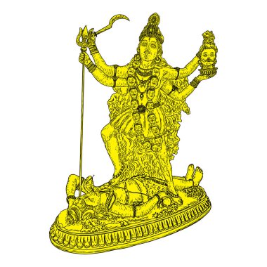 Hint Hindu tanrıçası Kali aynı zamanda Karanlık Ana olarak da bilinir. Vektör illüstrasyonu.