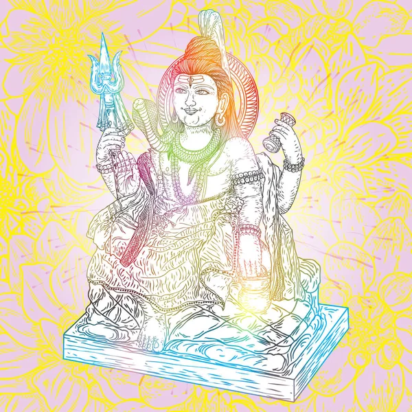 Señor Shiva Dibujado Mano Fondo Clásico Maha Shiwaratri Festival Maha — Vector de stock