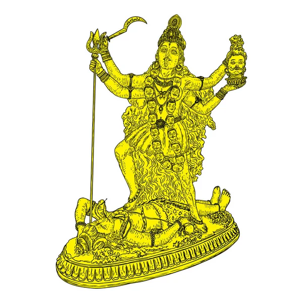 Индийская Хинди Богиня Кали Известная Тёмная Мать Векторная Иллюстрация — стоковый вектор