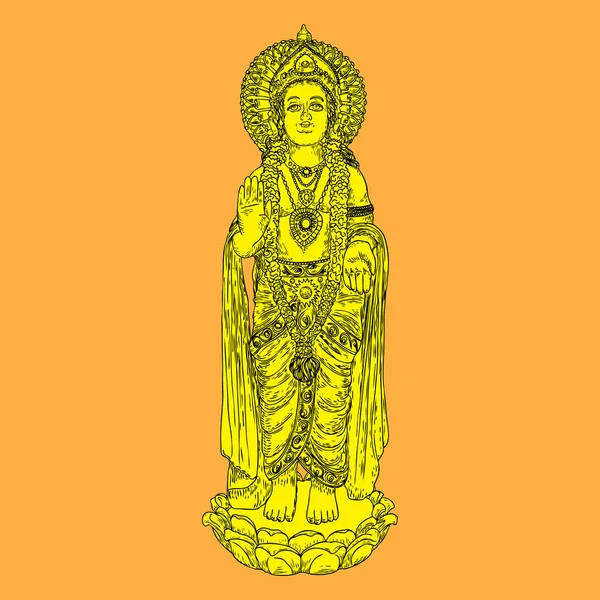 Lord Murugan klasik heykel çizimi, Savaş Tanrısı, Shiva ve Parvati 'nin oğlu, Skanda olarak da bilinir. Vektör.