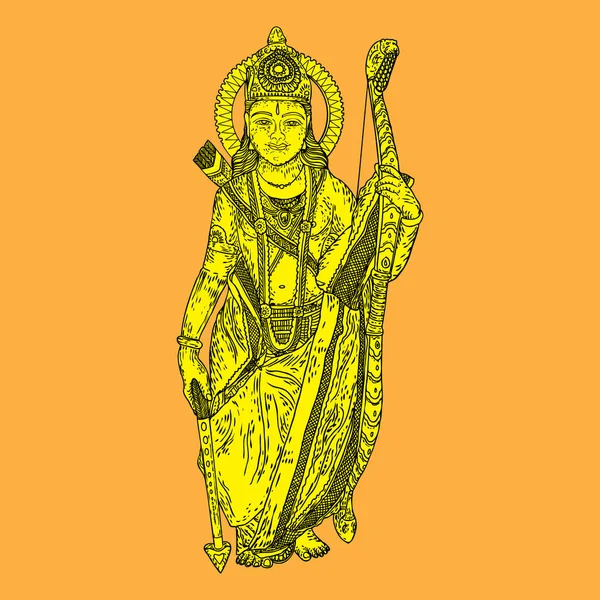 Tanrı Rama Klasik Hindistan tatil mutlu Dussehra Navratri kutlama için çizim. Arka plan üzerinde izole. Vektör.