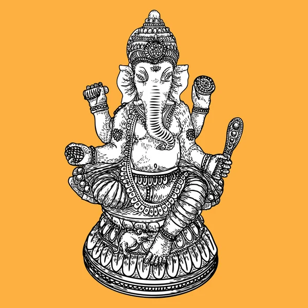 Illustration Dessinée Main Lord Ganpati Pour Fond Festival Ganesh Chaturthi — Image vectorielle